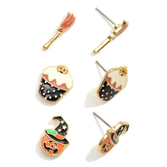 Set of Three Halloween Themed Stud Earrings - Picture 1 of 1